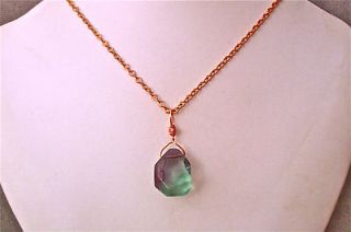 FLUORITE NUGGET PENDANT & COPPER CHAIN NECKLACE ~ LOVELY