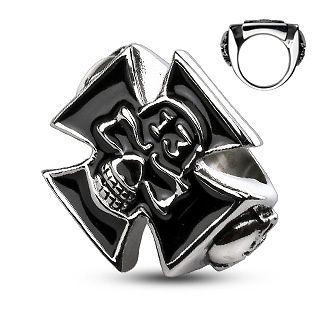 Stainless Steel Lucky 13 Skull Celtic Cross Cast Ring, sizes 9   14