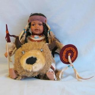 Mary 16in Cathay Porcelain Indian Doll on Blanket