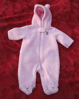 Carters Pram baby Girl plush one piece bundler bear hoodie Pink 3