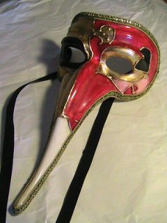 Genuine Zanni   Long Beak Venetian Mardi Gras Mask   masque de Venise