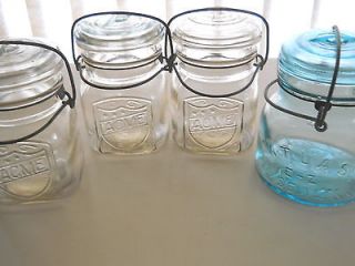 Newly listed Vintage 4 Pint Canning Jars Glass Top 3 Acme Square Clear