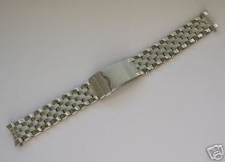 Silver Stainless Steel Watch Band Strap Curved End Solid Links 16mm
