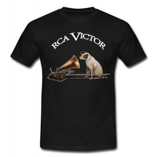 New RCA VICTOR NIPPER DOG Casual Custom Black T Shirt