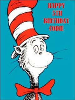 A4 CAT IN THE HAT EDIBLE ICING BIRTHDAY CAKE TOPPER