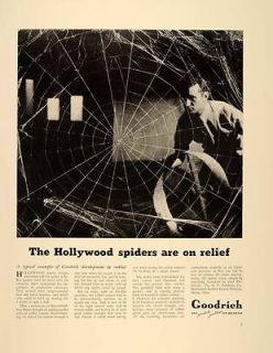 1939 Ad Goodrich Rubber Cement Hollywood Spider Web   ORIGINAL