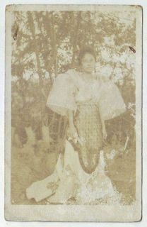 Philippines RPPC c1920s Woman in a Filipiniana Dress posing at the