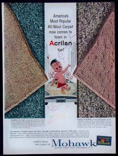 Vintage 1959 Mohawk Carpets Wool Acrilan Magazine Ad