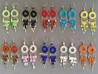 10 pairs dream catcher thread earrings small round handmade Peruvian