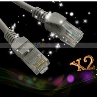 2X New 2M 6FT RJ45 Cat5 Cat5e Ethernet Lan Network Cable Grey
