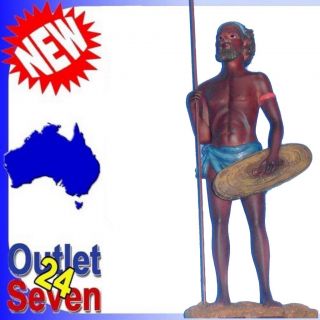 Aborigine Aboriginal Man with Spear and Shield Figure Figurine Statue