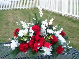 Red White Christmas Cemetery Flowers Grave Saddle