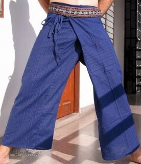 Pants Thai Fishermans Heavy Blue Fibre Pocket Belt sz XL Tall