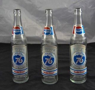 Vintage Pepsi Cola Commemorative Bottles Colorado Centennial 100 d5p2