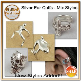 Silver CLIMBING MAN Cartilage EAR CUFF / CLIP ON EARRING ~ No
