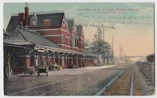 PLAINFIELD New Jersey NJ Postcard CENTRAL Railroad DEPOT Station Carts