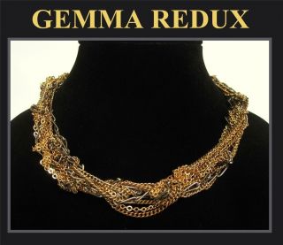 GEMMA REDUX Matty Necklace Multi twisted chains 24k GPltd & Steel
