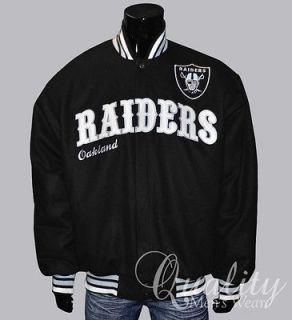Oakland Raiders Wool Jacket Large Black White Gray Filled Quilt Lining