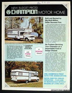 Champion 1970 Motor Home Sales Brochure