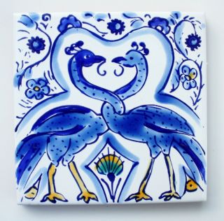Mediterranean Spanish Ceramic Tiles   Love Birds 4x4