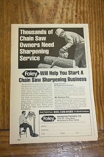 Vintage Advertisement For Foley Chain Saw Sharpening Business a