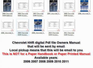 Chevrolet HHR 2006 2007 2008 2009 2010 2011 Digital PDF Owners Manual
