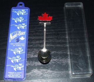 Maple Leaf Silver Miniature Souvenir Spoon Travel Nemo Brier w/ Case