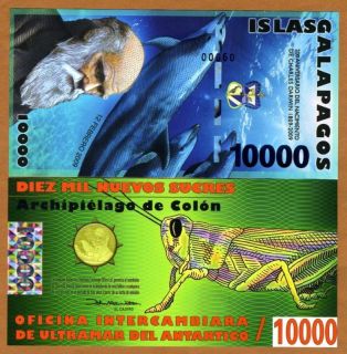 Galapagos Islands 10000 10,000 Sucres, 2010 POLYMER UNC