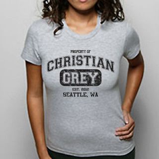 PROPERTY OF CHRISTIAN GREY Fifty 50 shades of book tee GRAY WOMENS T