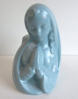 VINTAGE All Blue Madonna Virgin Mary Planter head vase lady headvase