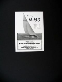 Cemcorp M 150 Plywood Sloop sailboat boat 1947 print Ad