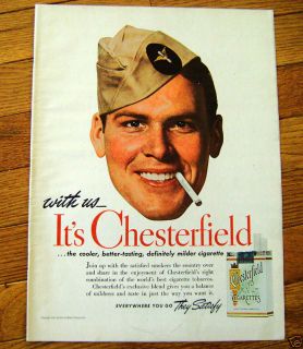 1941 Chesterfield Cigarettes Ad US Army Guy