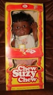Vintage Ideal Chew Suzy Chew Doll Black Edition Mint in Box with Food