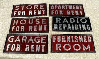 Vintage Reverse on Glass set of 5 Signs Landlord Room House Store for