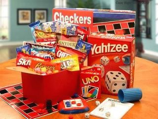 Time Gift Basket with Uno,Checkers,Popcorn,M & Ms,Skittles & More