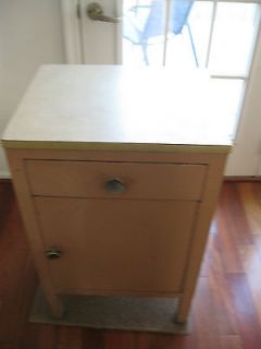 Retro Mid Century Pink Rose Metal with Formica Top Cabinet
