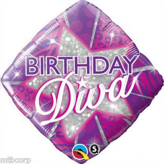 DIVA Pink Purple Glitter Zebra Cheetah Birthday Party Balloon