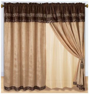 Safari Micro Suede Curtain Set w/Drapes/Valan ce/Tassels
