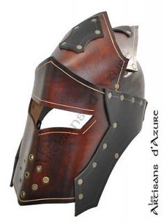 leather medieval knight helm larp sca casque medievale chevalier en