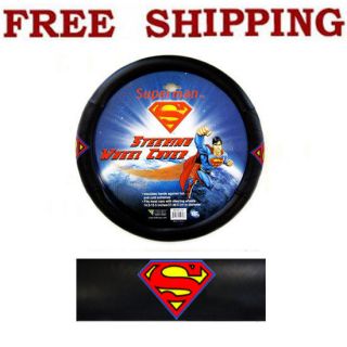 Superman Classic Logo Synthetic leather Steering Wheel Cover Fit KIA