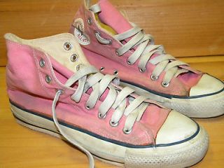 1970s Mens Converse Sneaker High Top Pink Square Label Sz 6 1/2 Made