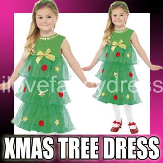 CHILDS CHRISTMAS TREE TUTU DRESS & HEADBAND XMAS RA RA FANCY DRESS