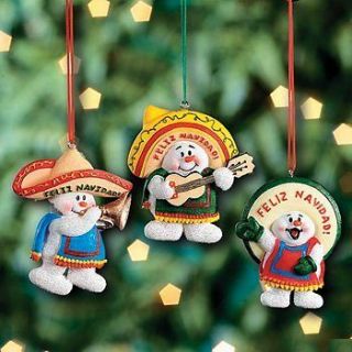 Feliz Navidad Snowman Christmas Ornaments Mexican Holiday Tree