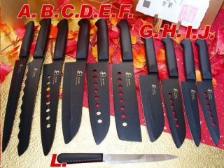 Japanese Yanagi Deba Santoku Nakiri chef knife Black SS