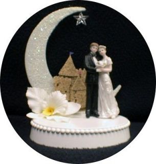 Sand Castle Wedding Cake Topper Sea Beach Tropical Moonlight Romance