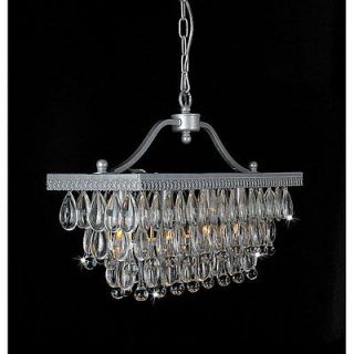 Silver Clarissa Glass Crystal Drop 3 Light Rectangular Chandelier Lamp
