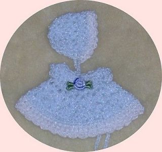 Thread Crochet Dress & Bonnet fits 3 3.5 OOAK Clay Babies # 3055
