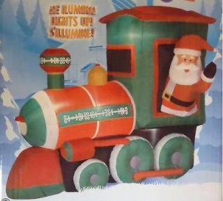 Santa in Train Christmas Airblown Inflatable Holiday Yard Decor