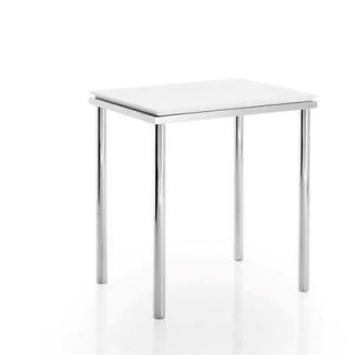 Scagni Stool in White Matstone and Chromed Brass   Scagni 54701
