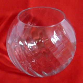 Contemporary Clear Crystal 6 Gold Fish Bowl Style Vase Swirl Design